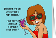Friendship Cartoon Woman Remember Back When People Kept Diaries card