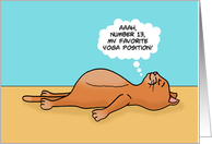 International Yoga Day Card With Cartoon Cat Laying On Its Back card