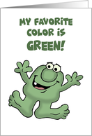 Birthday Card For Kids With Cartoon Character My Favorite Color Is Green card