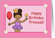 Girls’ Birthday Happy Birthday Princess With African American Girl card