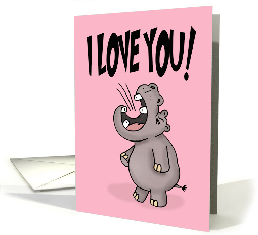 Anniversary Card For Spouse With Cartoon Hippo Shouting I... (1679292)