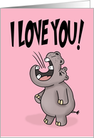 Anniversary Card For Spouse With Cartoon Hippo Shouting I Love You card