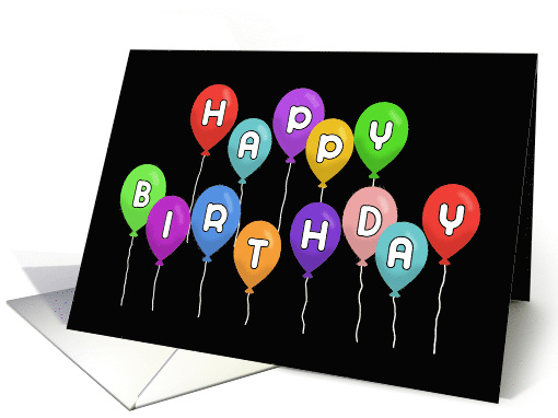 Birthday Card With Colorful Balloons Spelling Out Happy Birthday card
