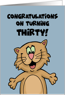 60th Birthday With Cartoon Cat Turning Thirty For Second Time card