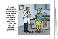 Humorous Father’s Day With Man In Doctor’s Office With Ugly Boxers card