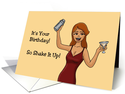 Birthday With Woman Mixing Drinks It's Your Birthday Shake It Up card