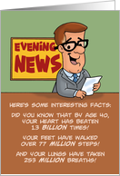 Humorous 40th Birthday With Cartoon Newsman Reading Facts card