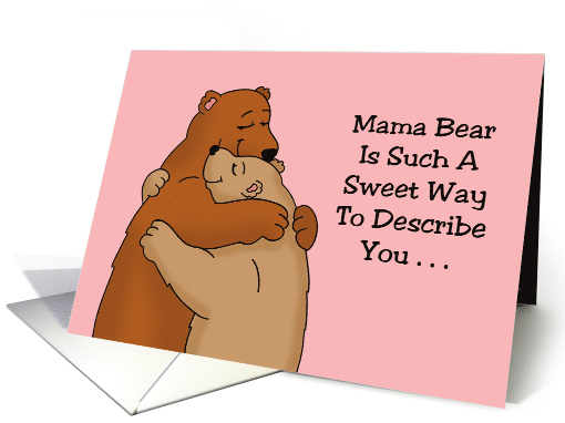Mother's Day Card With Cartoon Mama Bear Hugging Their Cub card