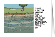 Humorous Golf Birthday With Fish In A Lake With Golf Clubs card