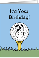 Humorous Birthday With Cartoon Golf Ball It’s Time To ParTee card