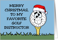 Humorous Golf Instructor Christmas Cartoon Golf Ball With Santa Hat card