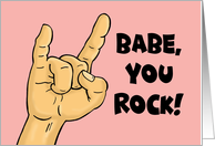 Anniversary Card For Spouse With Concert Hand Gesture Babe You Rock card