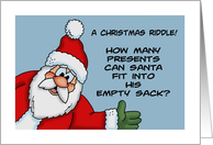 Humorous Christmas Card How Many Presents Can Santa Fit Into card