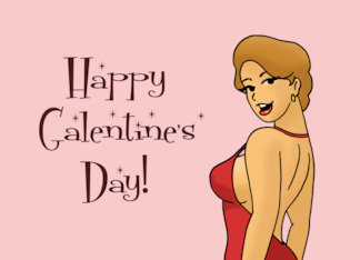 Happy Galentine's Day To A Boss Babe With Cartoon Woman