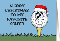 Humorous Golfer Christmas Cartoon Golf Ball With Santa Hat card