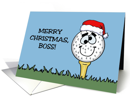 Humorous Golf Christmas For A Boss Cartoon Golf Ball With... (1684330)