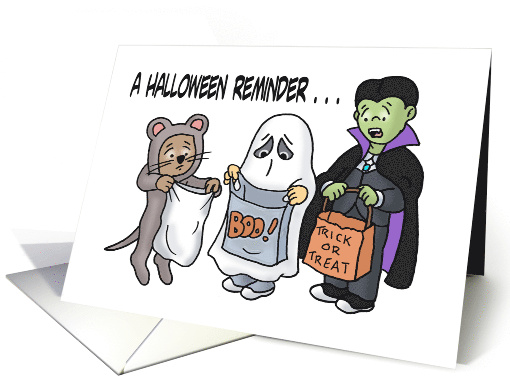 Humorous Halloween With Cartoon Trick Or Treaters Nothing Fun card