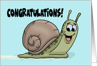 Humorous Congratulations Card With Cartoon Snail You Snailed It card