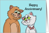 Humorous Anniversary Card With Cartoon Cats To A Purr-fect Couple card