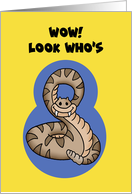 8th Birthday With A Cartoon Snake Shaped Like An Eight card