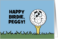 Humorous Custom Birthday With Cartoon Golf Ball Happy Birdie card