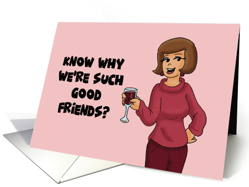 Humorous Friendship Cartoon Woman With Wine Grape Minds... (1686586)