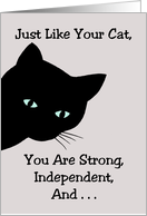 Humorous Friendship Just Like Your Cat You Are Strong Independent card