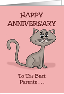 Anniversary With Cartoon Cat Best Parents I’ve Ever Had card