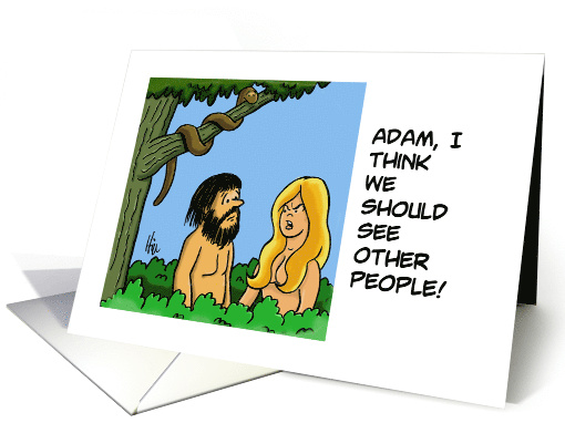 Humorous Blank Card Eve Says Adam I Think We Should See... (1687366)