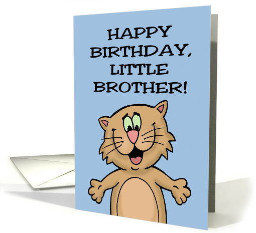 Humorous Birthday Happy Birthday Little Brother With Cartoon Cat card