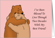 20th Anniversary For Spouse With Cartoon Bears Hugging card