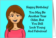 Adult Birthday With Cartoon Woman You Still Look Fabulous Bitch card