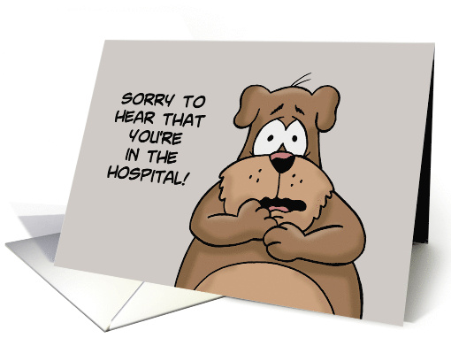 Get Well With Cartoon Dog Sorry To Hear You're In The Hospital card