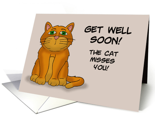 Feel Better With Cartoon Cat Get Well Soon The Cat Misses You card