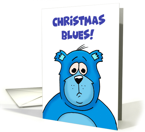 Humorous Christmas With Blue Cartoon Bear Christmas Blues card