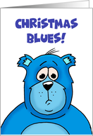 Humorous Christmas With Blue Cartoon Bear Christmas Blues card