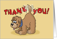 Blank Thank You With Cartoon Dog Wagging Its Tail Knocking Letters card