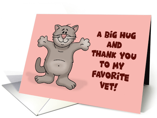 Veterinarian Thank You With Cartoon Cat A Big Hug And Thank You card