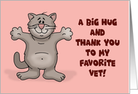 Veterinarian Thank You With Cartoon Cat A Big Hug And Thank You card