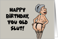 Humorous Adult Birthday For Her Happy Birthday You Old Slut card