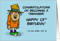 Humorous 91st Birthday Congratulations On Becoming A Teenager card