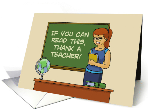 English Teacher Birthday With Cartoon Teacher At Chalk... (1703892)
