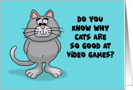 Gamer Birthday With Cartoon Cat Know Why Cats Are So Good At Video Games card