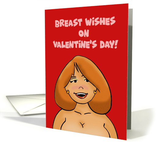 Humorous Adult Valentine Breast Wishes On Valentine's Day card