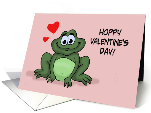 Cute Valentine With Cartoon Frog Hoppy Valentine's Day card (1707428)