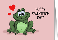 Cute Valentine With Cartoon Frog Hoppy Valentine’s Day card