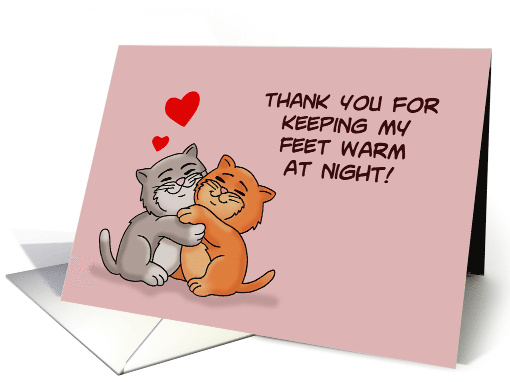 Spouse Anniversary With Cartoon Cat Couple Keeping My Feet Warm card