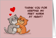 Spouse Anniversary With Cartoon Cat Couple Keeping My Feet Warm card