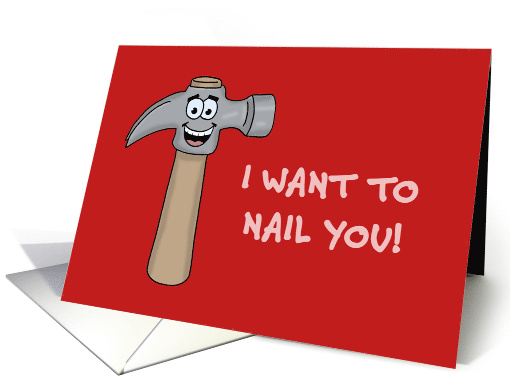 Adult Valentine With Cartoon Hammer I Want To Nail You card (1707668)
