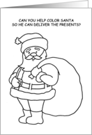 Kids Christmas Card To Color In With Santa card